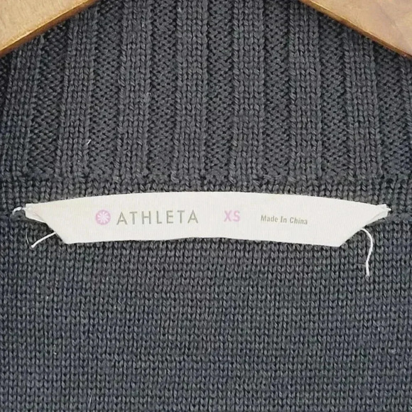 Athleta Wool Blend Women's XS Ribbed Asymmetrical Zip Black Jacket 6CT - Picture 4 of 7